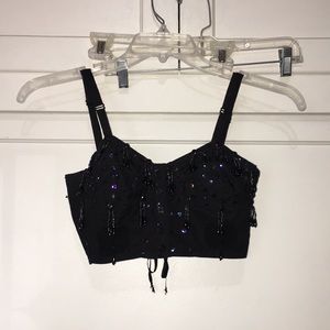 Black Beaded Dance Top